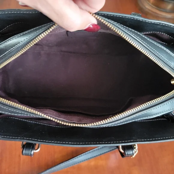 Coach CH488 Darcie Carryall Black Brown Signature Canvas Leather Satchel Bag - Picture 12 of 16